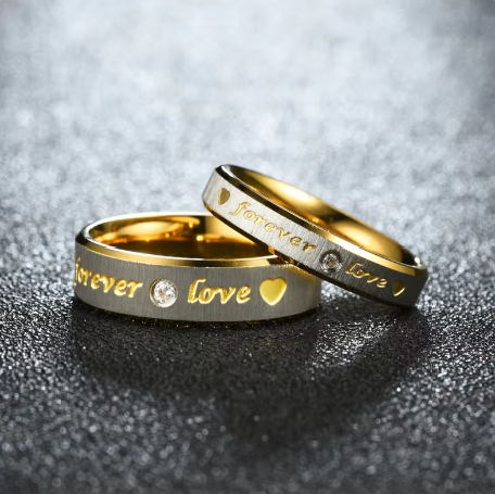 Forever Love Heart Stainless Steel Couple Ring