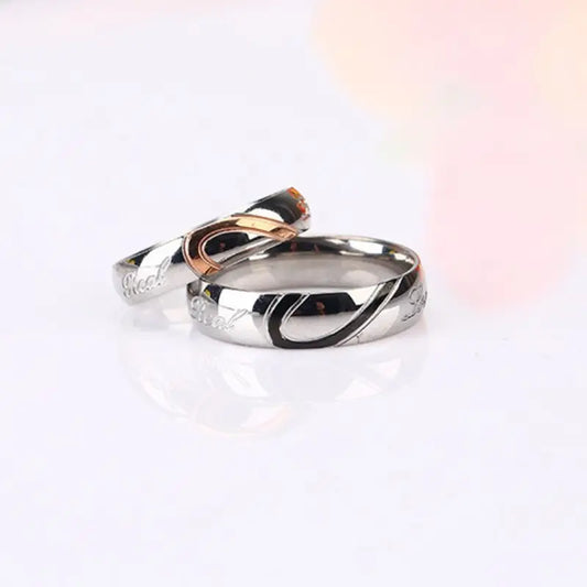 Love Heart Zircon Stainless Steel Couple Ring