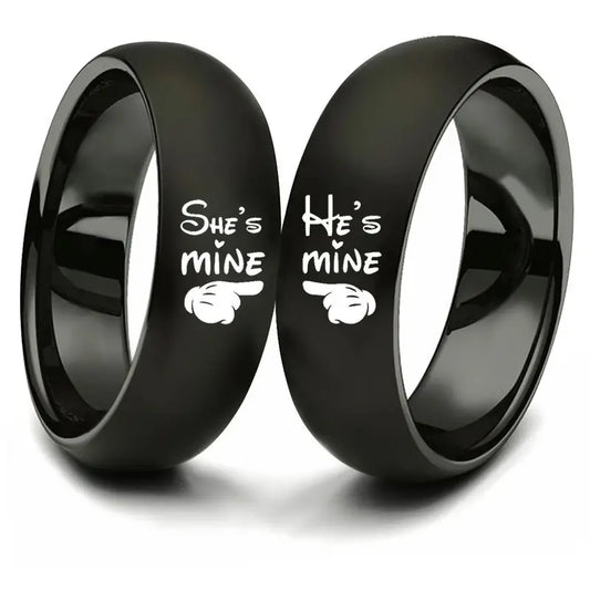 She's Mine He's Mine Stainless Steel Couple Ring